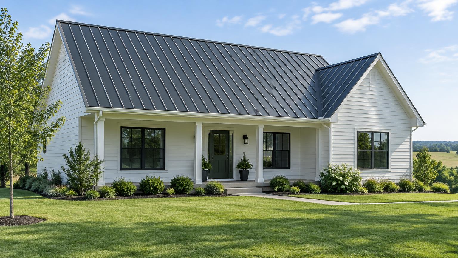 Illustrative home with a standing seam metal roof, not a Kan Exteriors project photo